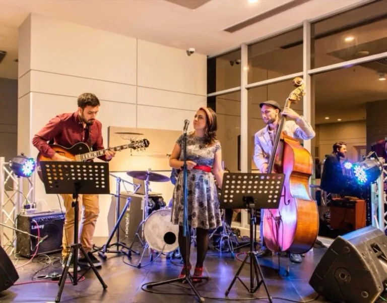 Presentación musical en vivo durante el encuentro con inversionistas en el Novotel